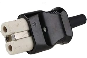 Lichtidee Heißgeräte Bakelit Duroplast Stecker SCHWARZ für Waffeleise, Bügeleisen alte Norm für bis zu3x1qmm Kabel zum selber konvektionieren