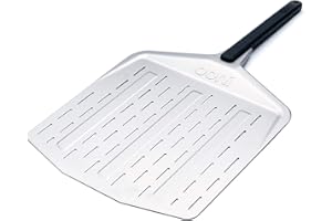 Ooni pala perforada para pizza – Pala para pizza de 35 cm – Paleta para pizza de aluminio supersuave y mango largo – Pala ligera para girar la pizza – Accesorios Ooni