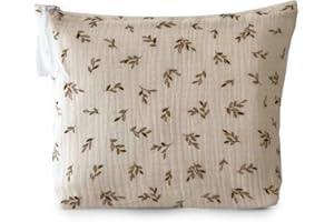 MIMUSELINA Neceser Bebe para Recien Nacido, Bolsa de Aseo Bebe Hecha a Mano - Neceser para Recien Nacidos Plastificado Anti Calado y Impermeable - para Llevar Cremas, Toallitas, Pañales (Ecru)