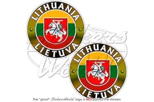 STICKERSWORLD Lituania Lietuva Lituano 75 mm (3 ") carcasa de vinilo pegatinas, calcomanías x2
