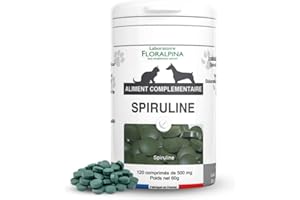 FLORALPINA Spiruline 120 Comprimés pour Chien et Chat - Supplément Nutritionnel Naturel, Soutien Immunitaire et Santé Digestive, Riche en Protéines et Antioxydants