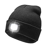 ZHONGYU Unisex Lighted Headlamp Hat, Winter USB Rechargeable LED Beanie Cap for Outdoor Sports Skateboarding Camping Jogging