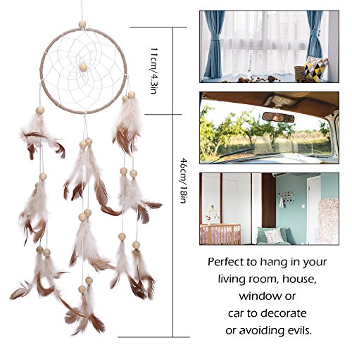 Soledi Dreamcatcher Indian Traumfänger gute Träume Geschenk und Dekoration für Haus (Kaffeebraun) - 3