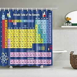 CHIPYHOME Cortina de baño/Ducha Azul con Tabla periodica de Elementos quimicos Muy Original Tanto para Friki Regalo como para Estudiantes