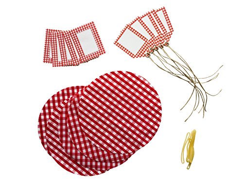 Spar-Set Einmach-Etiketten-Set mit Glasdeckchen und Anhängern, Haushaltsetiketten, Rot (je 5 x) - 3