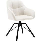 WOLTU Swivel Dining Chair,Velvet,Cream White | Metal legs structure, modern style. Suitable for kitchen, living room, dining