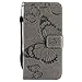 Produktbild Shinyzone Huawei P20 Lite 3D Geprägt Schmetterling Muster PU Leder Brieftasche Hülle,Trageschlaufe & Eingabestift mit Kredit Kartenhalter Ständer Flip Handyhülle für Huawei P20 Lite,Grau