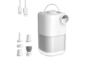 ACMEENJOY Pompe électrique Portable 4000Pa, Pompe à air électrique 3000mAh Rechargeable avec Camping Lampe, Peut Gonflage et Dégonflage, pour Matelas Gonflable/Jouets de Piscine/Bouée de Sauvetage