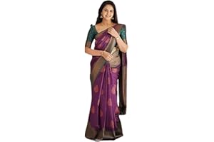 Jaanvi Women's Indian Banarasi Silk Zari Work Saree With Unstitched Blouse Piece