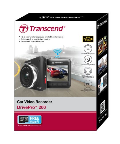 Transcend 16 GB DrivePro 200 Car Video Recorder with Built-In Wi-Fi