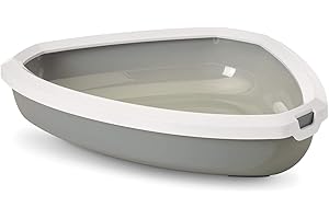 PETGARD Katzentoilette Ecktoilette Schalentoilette mit Rand grau-Weiss