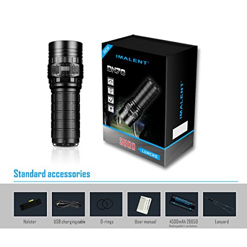 IMALENT DN70 Multi-Level-Ausgang Tactical Cree LED Taschenlampe 3800LM Max Output OLED Display USB aufladen Taschenlampe Lichter mit 4500mAh 26650 Akku und Ladekabel - 3