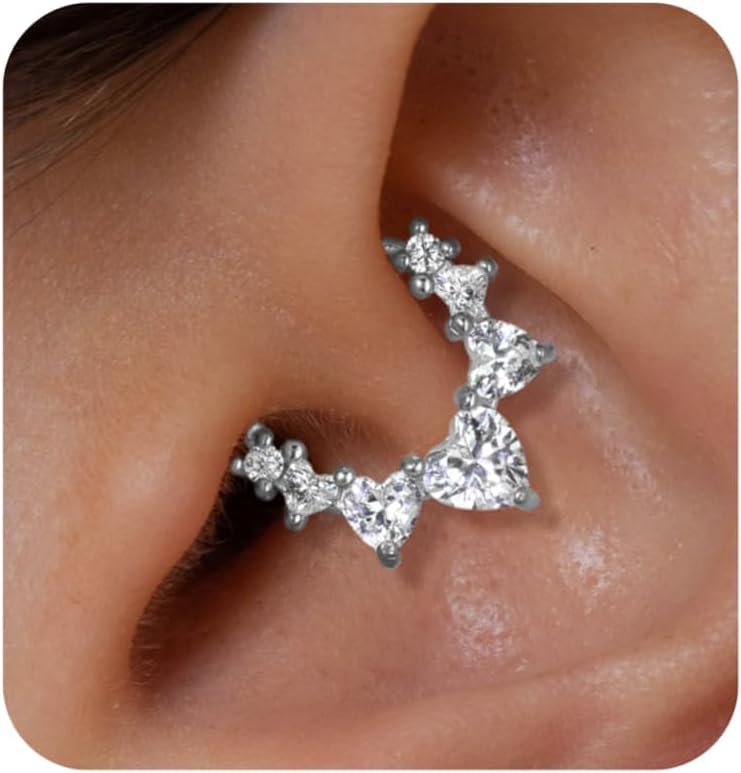 MIYUEFAN Piercing para la nariz para mujer, acero inoxidable, oro y plata, piercing para la nariz, hélix, septum, tragus, conch, piercing labial, nariz, anillos, circonitas, 8 mm/10 mm