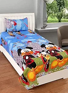 Just Muralidhar & Sons Pure Cotton Single Bedsheet with 1 Pillow Cover for Home, Bedroom, Kids Bedsheet (60 x 90 Inch, Multi 8)