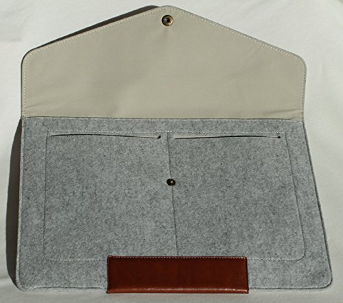 Laptophülle Sleeve Tasche 13 Zoll für MacBook Pro, Retina, Air oder ähnlichen Notebooks mit den Außenmaßen 33 x 23 x 3 cm in hellgrauem Filz - 2