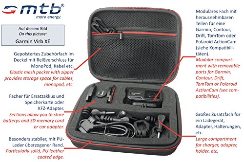 mtb more energy® Schutztasche XL für Garmin Virb Elite, X, XE / Contour Roam 3 / Ghost-S / TomTom Bandit uvm… – Rot – Koffer Case Stecksystem Modular - 2