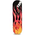 M.T. BROTHERS Skateboard with Printed Graphic Grips, Double Kick 9 Layer Canadian Maple Deck and Smooth Wheels - Great for Kids and Teens (FIRE)