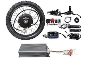 Hallomotor EBike Conversion Kit 26" 48V 3300W 60V 4200W 72V 5000W Rear Brushless Motor Wheel with 100A and 750C Color Display +D 700 Hydraulic Disc Brake+Alarm