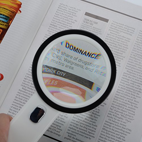 Lupa de mano extra grande y luz LED  XYK 20X mejor tama  o jumbo de lupa para lectura  inspecci  n  explorar  pasatiempos y m  s  blanca 