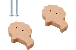HY HUIJUN Juego de 2 pomos decorativos de madera para armario, cajones, cajones, madera, marina, bosque, animales, muebles, habitación de los niños, tiradores de cajones para decoración