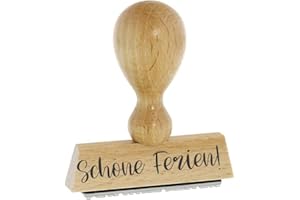 DIE STEMPEL GMBH Sprüche-Stempel – Schöne Ferien - von Kaufhaus 2010 aus Holz & Gummi, zum Bestempeln von Schriftstücken aller Art, Gruß- und Glückwunschkarten, Textilien und vieles mehr.