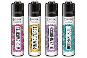 ‎DHOBIA Clipper Feuerzeuge 4er Set + 1x DHOBIA Feuerzeug (Schimpfwörter #2)