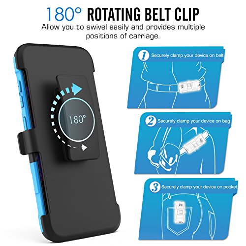MoKo Samsung Galaxy S8 Plus Funda - Cuerpo de la Resistente Funda Giratoria con Clip de la Correa Resistente Choque de Doble Capa para Samsung Galaxy S8 Plus Smartphone  Azul