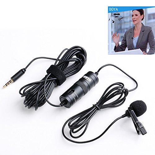 Boya Microfono BY-M1 lavalier a condensatore omnidirezionale con clip da bavero per fotocamera DSLR/smartphone/videocamere/registratori audioÂ â€“Â nero