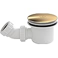 nuie STW005 Modern Bathroom Fast Flow Shower Waste Cover, 99 x 116 x 116mm, Brushed, White/Brass