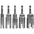 Hopbucan 5 PCS Steel Power Wing Nut Driver Set with 1/4 Inch Hex Slot Wing Nuts Drill Bit Socket Wrenches Tools Set for Panel