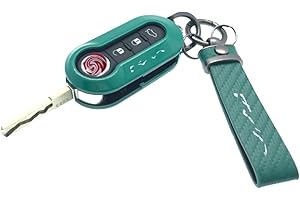 DESCONOCIDO Nordecco - Funda brillante para llavero compatible con Fiat 500C 500-500L Abarth Grande Punto Brava Panda Stilo Line (llavero verde, funda verde turquesa)