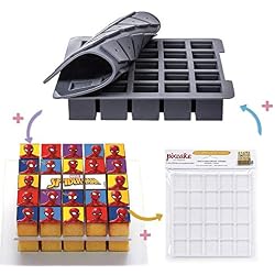 PIXCAKE Moule à gâteaux Cubes + Décor Spiderman + Support à gâteaux, Les ustensiles de Cuisine indispensables pour réaliser des pâtisseries personnalisées