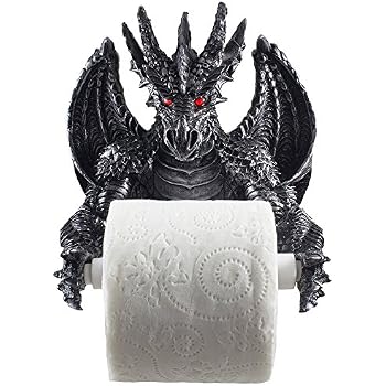 Obsidian Menacing Gothic Dragon Toilet Roll Holder