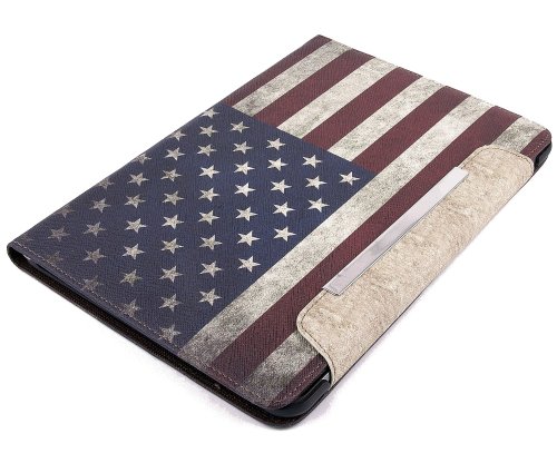 gada – Samsung Galaxy Tab 3 10.1 P5200 P5210 P5220 aufwendig verarbeitete Leder-Imitat tasche mit praktischer Standfunktion in schickem USA Style inkl. kostenloser Displayfolie und Touch Pen - 3