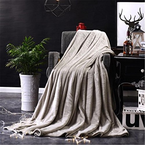 Super weicher Flanell Decke iusun massiv Micro Plüsch Fleece Decke/Überwurf Teppich Sofa Bettwäsche warm, Flanell, grau, 19.7x27.5'