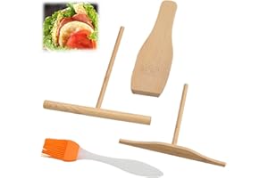 LYQNIHOB Spalmatore per Crepe in Legno con Raschietto e Rastrello: 4 Strumenti da Cucina per Stendere e Distribuire la Crepe sul Crepemaker Semplice e Veloce! I colori dei pennelli sono casuali