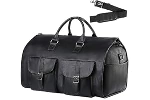 LZYWOD Bolsa de ropa de cuero convertible, bolsa de viaje de mano, bolsa de ropa impermeable para hombres y mujeres, 2 en 1 maleta colgante y bolsa de viaje para trajes, regalos para negocios y viajes,