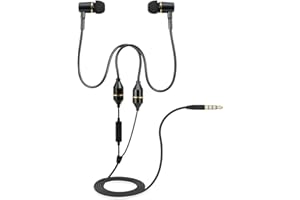 Docooler słuchawki douszne z redukcją promieniowania, Air Tube stereo, zestaw słuchawkowy 3,5 mm, redukcja szumów, Line Control z mikrofonem, czarne do smartfonów, tabletów, PC