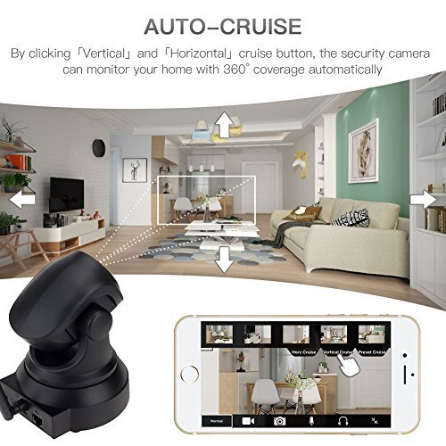 WLAN Kamera YATWIN IP Kamera 1080P HD Ãœberwachungskamera mit Auto-Kreuzfahrt, 5 Pre-set Lesezeichen, 355Â°/80Â° Schwenkbar, Nachtsicht, 2 Wege Audio, WiFi Kamera fÃ¼r Smartphone/PC mit App (Schwarz)
