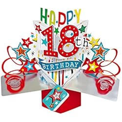 Second Nature Pop Ups Geburtstag Pop Up Card mit "Happy 18th Birthday" Schriftzüge und Sterne