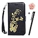 Price comparison product image Motorola Moto G 2nd Generation Case,Moto G2 Wallet Case,TOYYM Premium PU Leather Flip Case Magnetic Cover with Card slots and Stand for Moto G2,Luxury Wallet Pouch with Gilding Gold Butterfly for Motorola Moto G2+Free Flower Dust Plug+Free Stylus,Black