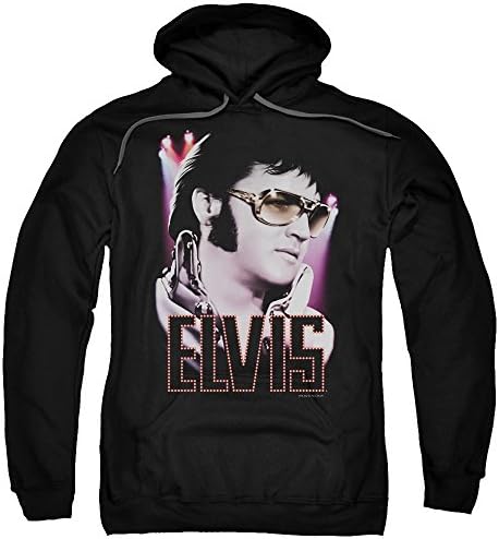 Elvis 70's Star Mens Pullover Hoodie (Black, X-Large)