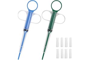 GXGM 2 Pezzi Siringa per Animali, sparapillole per Gatti, Feeding Dispenser Strumento per Cani Gatti Animali,Dispenser con 8 Punte Morbide, Riutilizzabili, per Gatti, Cani