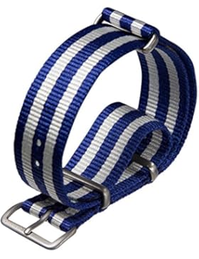 Uhrenarmband ZULUDIVER® Nylon NATO Blau/Weiß Streifen 22mm