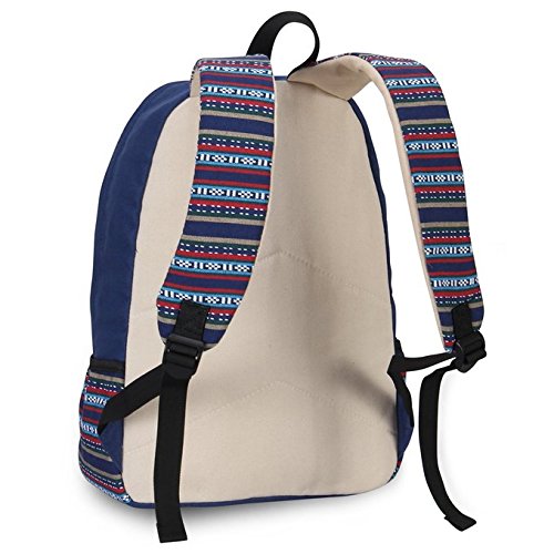 Evay 14 Zoll Notebook Laptop Canvas Bunt Streifen Rucksack f  r Damen Vintage Universit  t Wasserdicht Schulrucks  cke Laptoprucksack