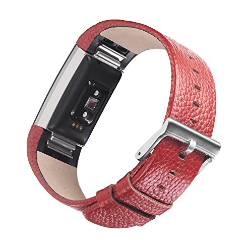 DigiHero Ersatz-Armband für Fitbit Charge 2, Leder, mit Metall-Schließe (ohne Tracker), 1 Stück - 2
