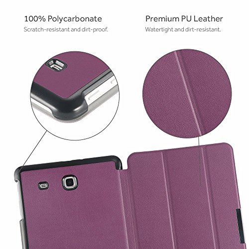 EasyAcc Samsung Galaxy Tab E 9.6 Hülle Schutzhülle T560 Case Hochwertiges PU Leder Etui – mit Standfunktion für Samsung Galaxy Tab E T560/T561 (9,6 Zoll) Tablet-PC (Lila, Kunstleder, Ultra Dünn) - 6