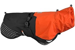 Non-stop dogwear Fjord Raincoat, wasserdichter Regenmantel für Hunde, verstellbar und atmungsaktiv mit Reflektstreifen, Leinenöffnungen und Beinschlaufen, für mittlere Hunde (Orange/Schwarz, 60)
