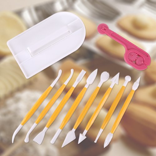 11PCS in 4, Zuckerguss und Zuckerkunst Dekorieren Drehbare Tortenplatte zum Verzieren von Torten glatter Schneiden &Cutter Tool Kit - 4