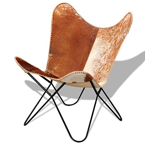 vidaXL Echtleder Relax Sessel Butterfly Schmetterling Stuhl Stühle Design Retro Vintage